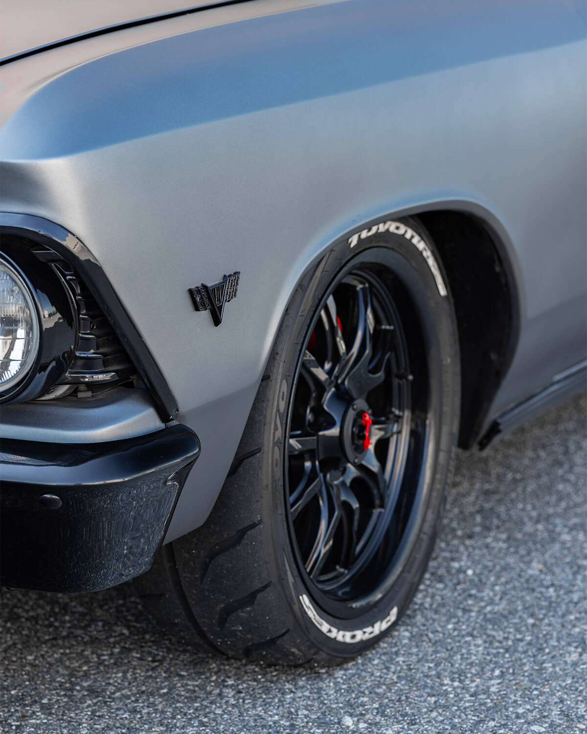 1966 Chevelle SS on Ridler 650 series rims (17×7 front and 18×9.5 rear)