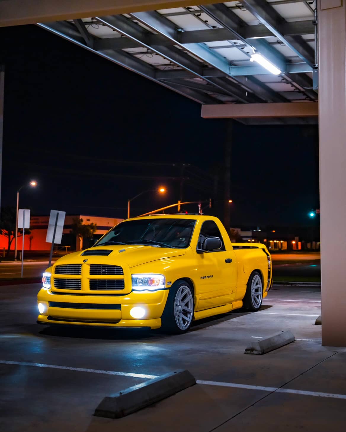 Modified Dodge Ram 150 Rubmblebee with lowered suspension and and LED lights