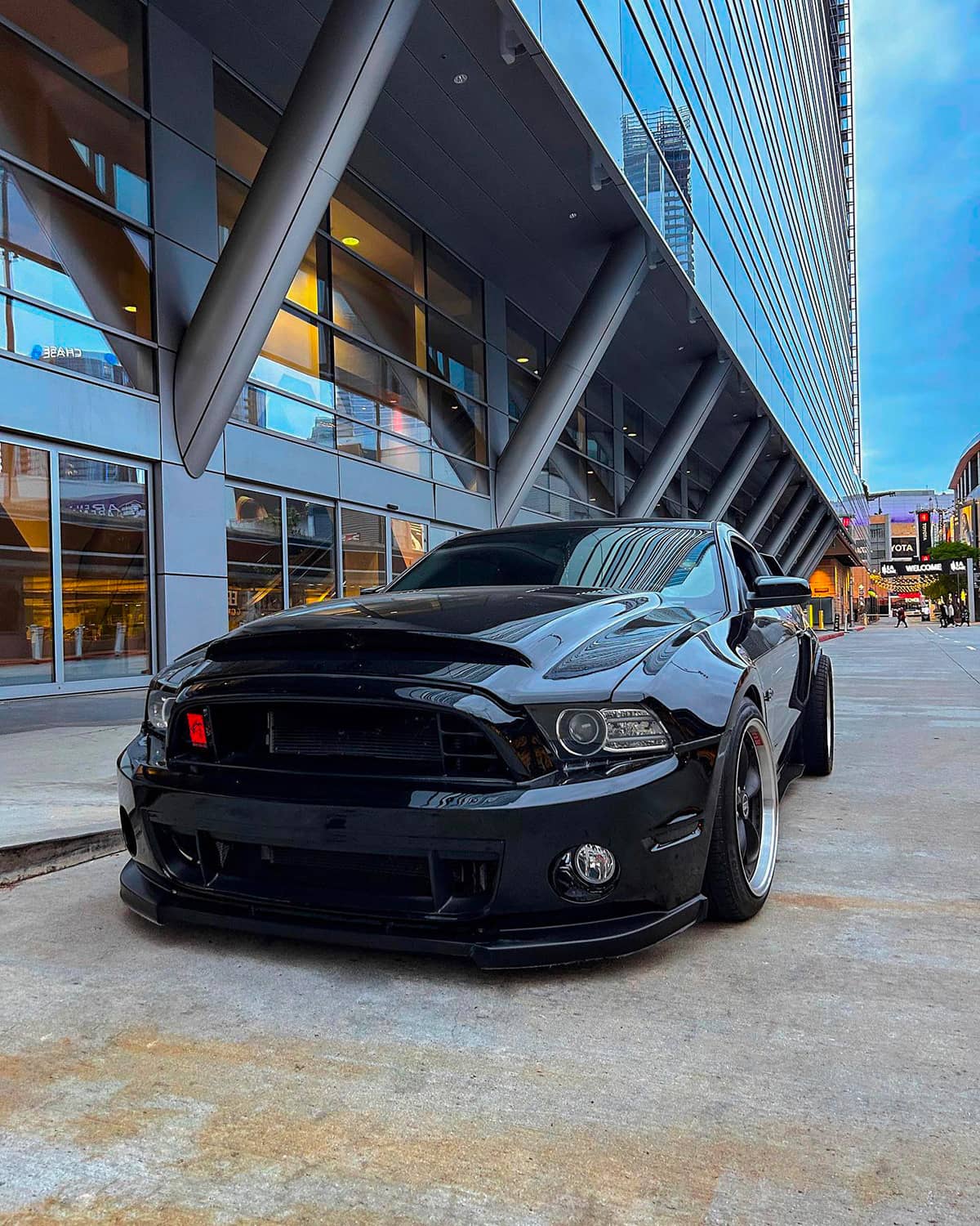 Black Ford Mustang GT Grille with red Shelby logo