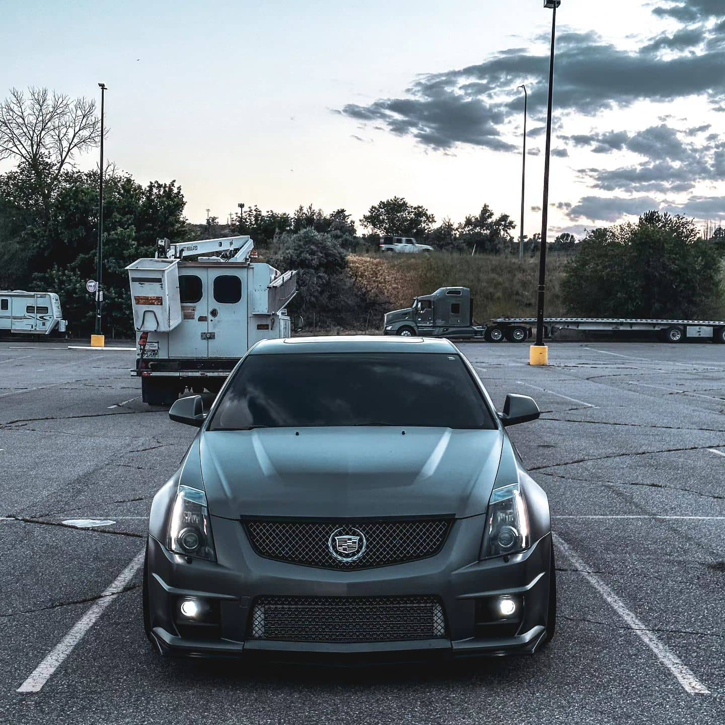 Blacked out De chrome cadillac CTS-V sedan with E&G mesh grille
