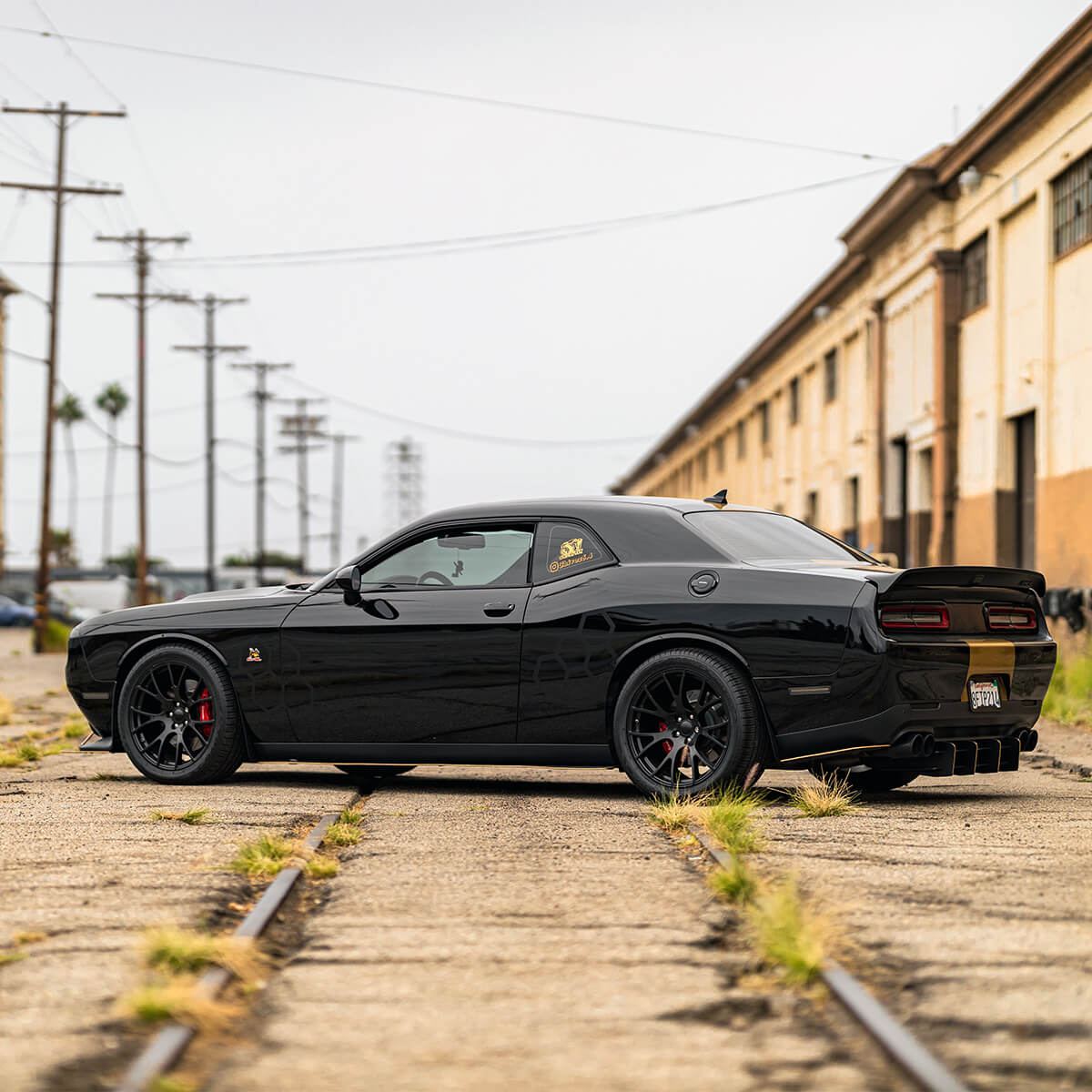 Dodge Challenger black with gold accents