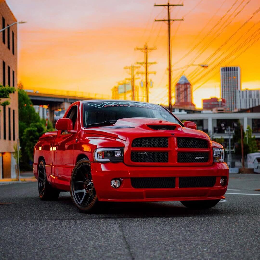 dodge ram srt red front view