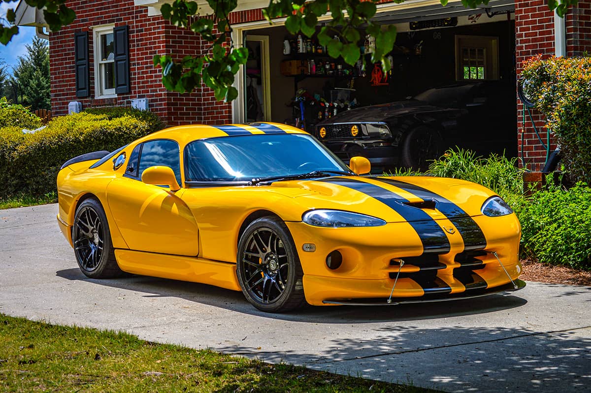 Static slammed Dodge Viper GTS on Coilovers by BC Racing
