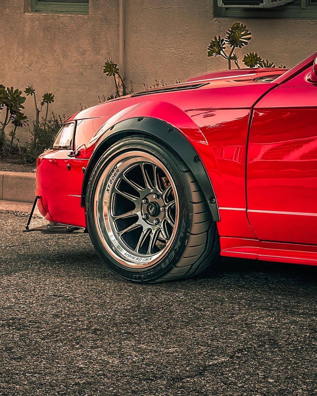 widest 315/30R18 tires on the front wheels of a New Edge Mustang