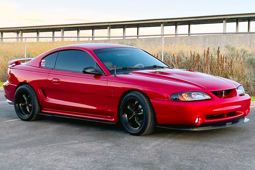 Laser Red 1998 Ford Mustang Cobra SN95 With Eibach Lowering Springs