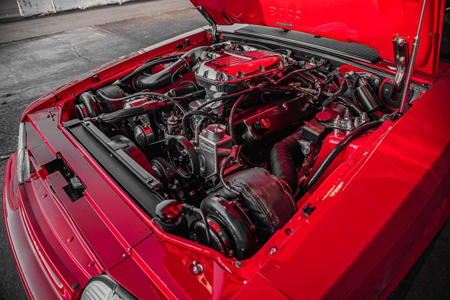 427w Dart SHP Block 9.5:1 Compression and Borg Warner S366 Twin Turbo on Foxbody Mustang